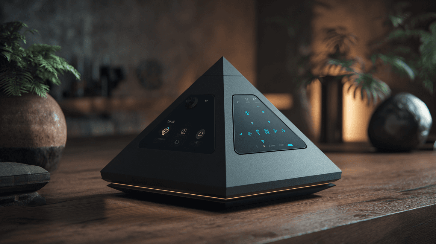 The FliezEye Central Compute Base on a living-room table